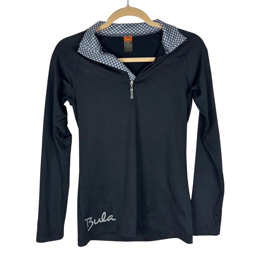 Bula XS Black Long Sleeve Zip Pullover Top Athletic Golf Tennis Outdoors Hiking